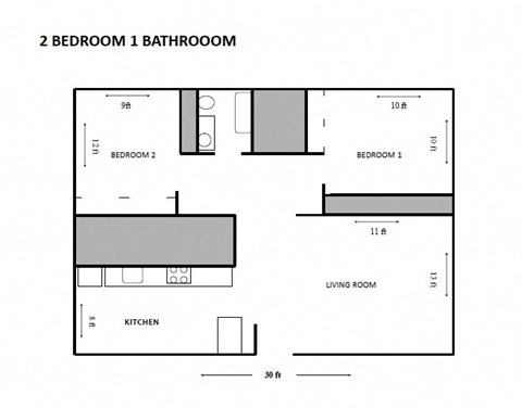 2 BEDROOM 1 BATHROOM UNIT